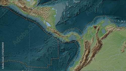 Panama plate - boundaries on the map