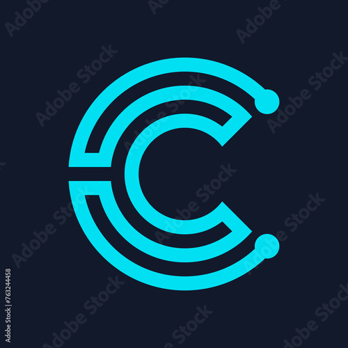 Abstract technology letter C logo design template