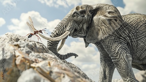 Image of the challenge between an ant and an elephant