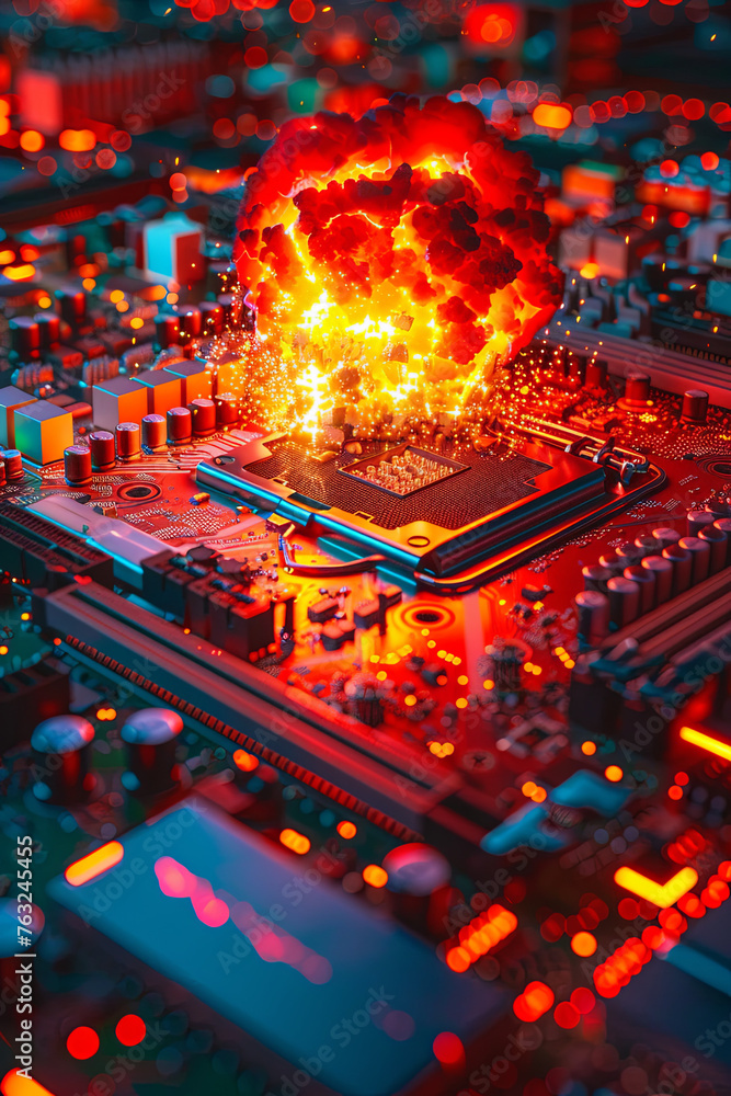 Explosion on a motherboard Explosion on a motherboard
