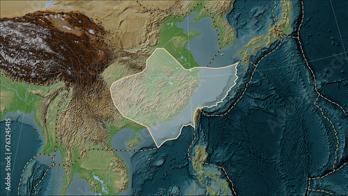 Volcanoes around the Yangtze plate on the map