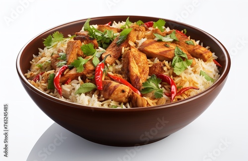 Biryani in a White Bowl Isolated on a Transparent Background