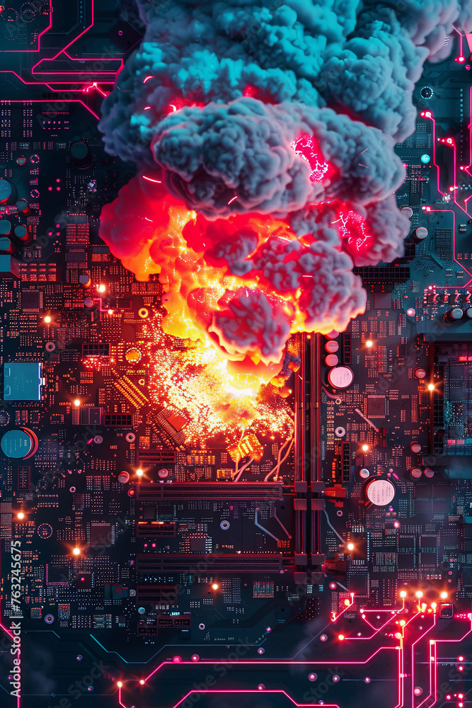 Explosion on a motherboard Explosion on a motherboard