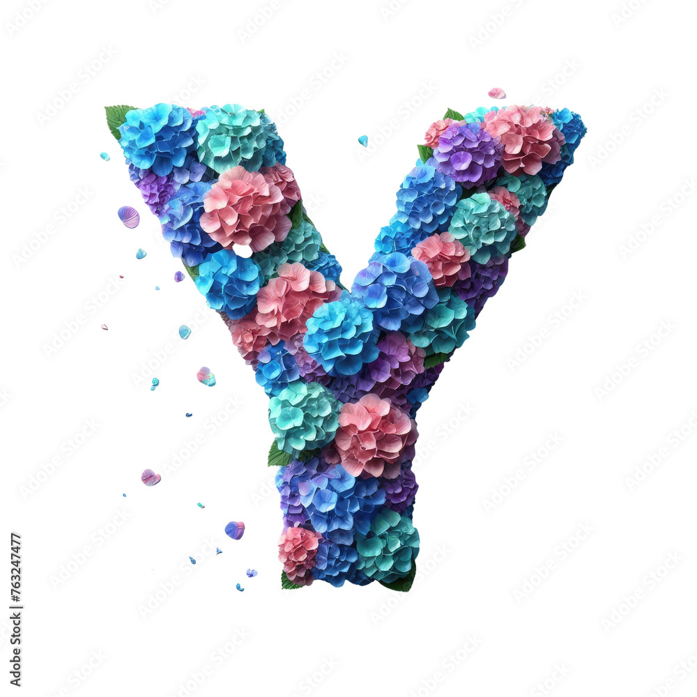 Isolated Floral Letter on a Clear PNG Canvas, Generative AI Isolated Floral Letter on a Clear PNG Canvas, Generative AI