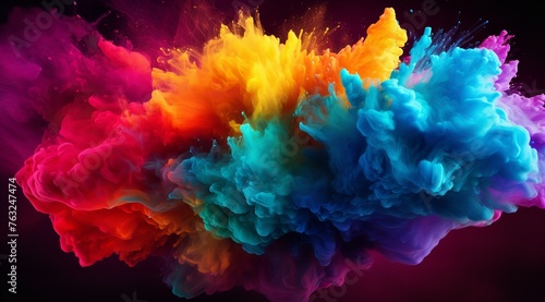 Happy Holi: Colorful Powder Explosion in the Air with Vibrant Background © zahidcreat0r