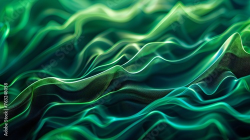 Colorful panorama banner with dynamic neon green waves texture for web backgrounds.