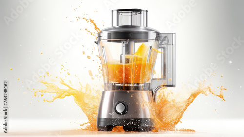 modern electric juicer with fruits