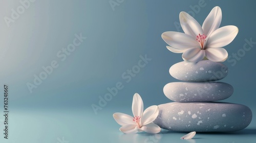 Stacked Rocks Adorned With Flowers