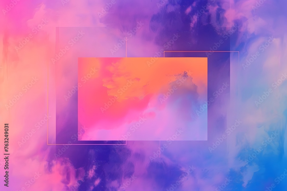 Colorful sky frame with abstract clouds and  square pattern background
