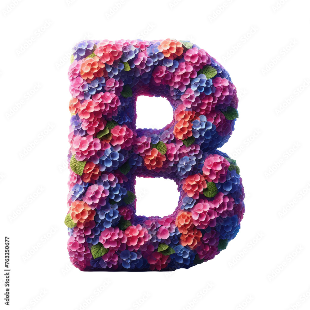 Isolated Floral Letter on a Clear PNG Canvas, Generative AI Isolated Floral Letter on a Clear PNG Canvas, Generative AI