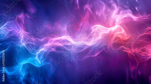 Abstract neon-like smoke in a gradient of colors. Silk fabric background caught in a gentle breeze or the hypnotic dance of auroras in a night sky. 