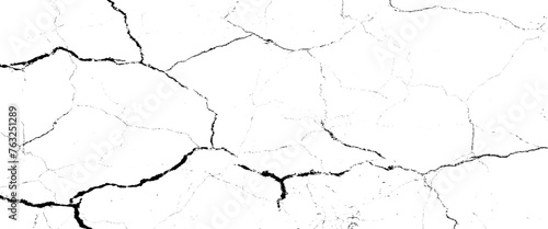 Vector grunge cracked texture Transparent background.