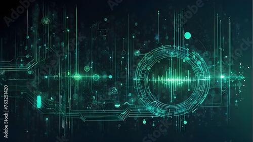 notion of digital technology internet network connection data protection and cyber security. the noticeable shield in the center of the right-hand HUD. Polygons linked by binary data on a background 