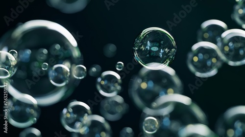 Isolated bubbles set against a dark background for a striking contrast  photo