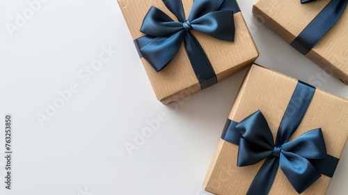 Two elegant gift boxes designed for jewelry, presented against a white background in a top view, encapsulating the concept of gifting 