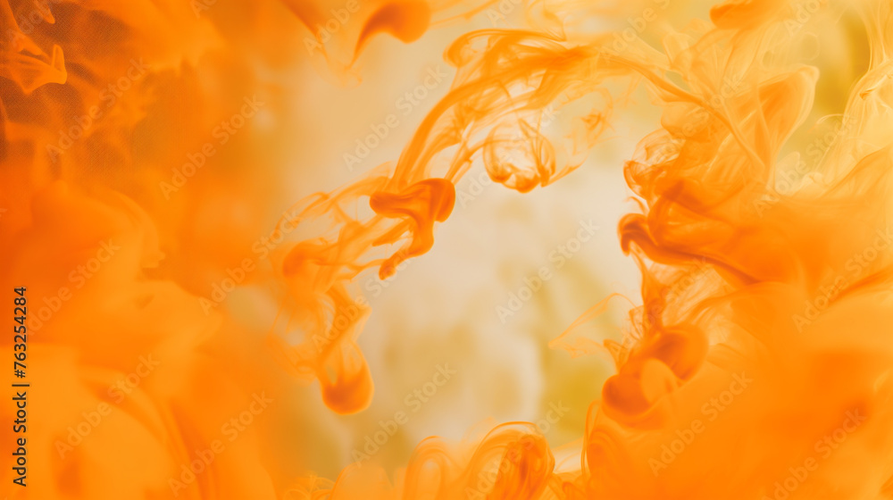 Fototapeta premium Ink Water Swirl Circle Frame Opener Orange Smoke. Copy paste area for texture
