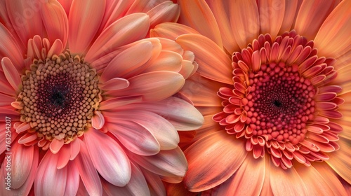 Gerbera Daisies in Closeup. Blooming Flower Petals of Gerbera Daisy in Isolated Background. Abloom with Beauty of Daisy