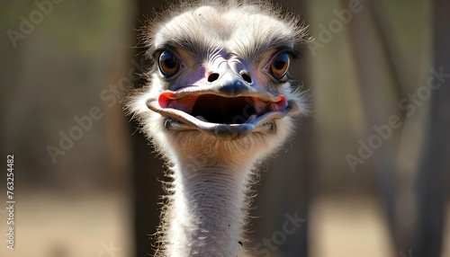 An Ostrich With Its Neck Stretched Out To Reach Le Upscaled 8
