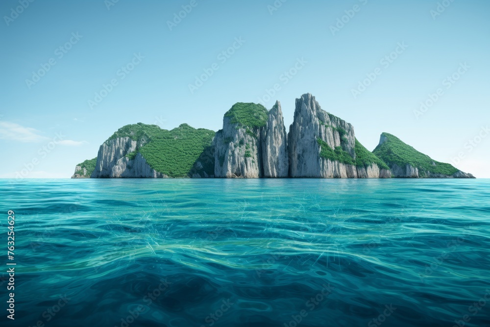 Ocean landscape and overwater rocks, beautiful nature concept