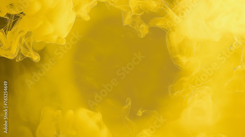 Smoke Circle Ink Water Fluid Swirl Yellow Frame. Copy paste are for texture