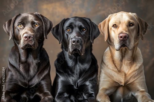 labrador three dogs sitting