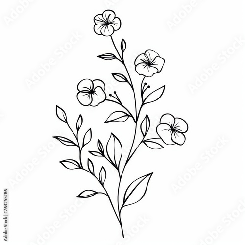  KS Floral branch and minimalist flowers for logo or tatto.