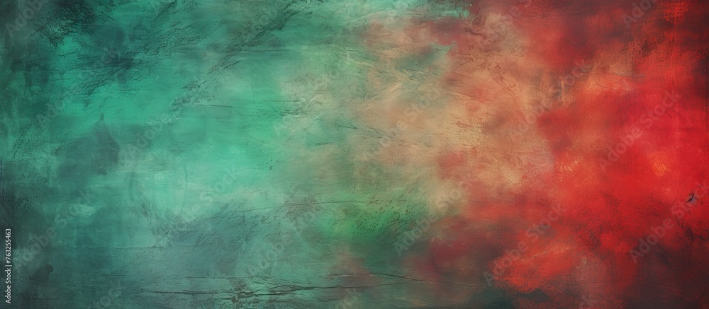 Vibrant green and red background with swirling smoke resembling a meteorological phenomenon. The electric blue and magenta tints create a mesmerizing art piece with a unique font pattern