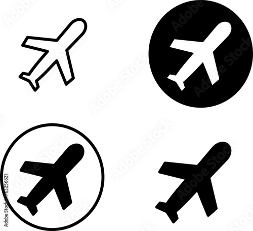 Plane or airplane icons set. Replaceable vector design.