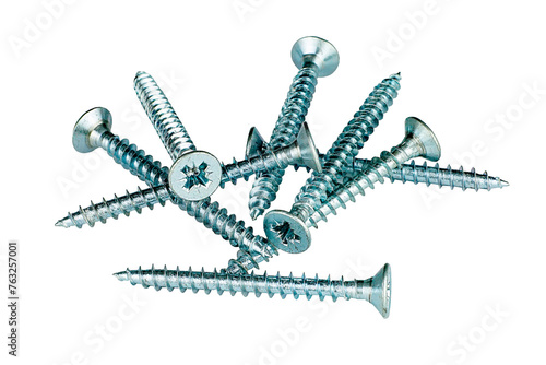 group of screws on transparent background photo