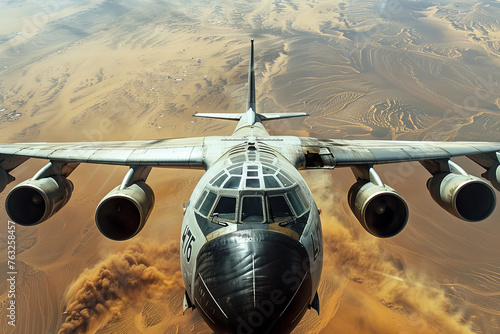 Aerial Majesty Over Deserts: Vast Sandscapes and Mighty Aircraft Adventure Banner photo