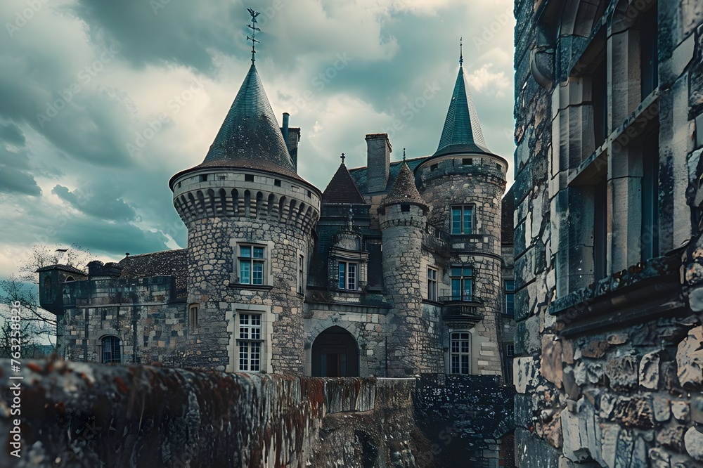 Majestic Castle Architecture: A photograph showcasing the majestic architecture of a castle, transporting viewers to a bygone era.


