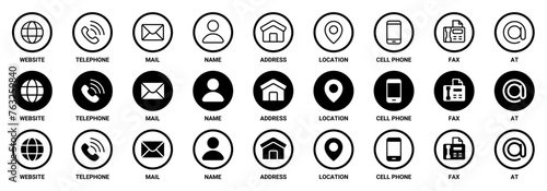 contact icon vector set. symbol, sign