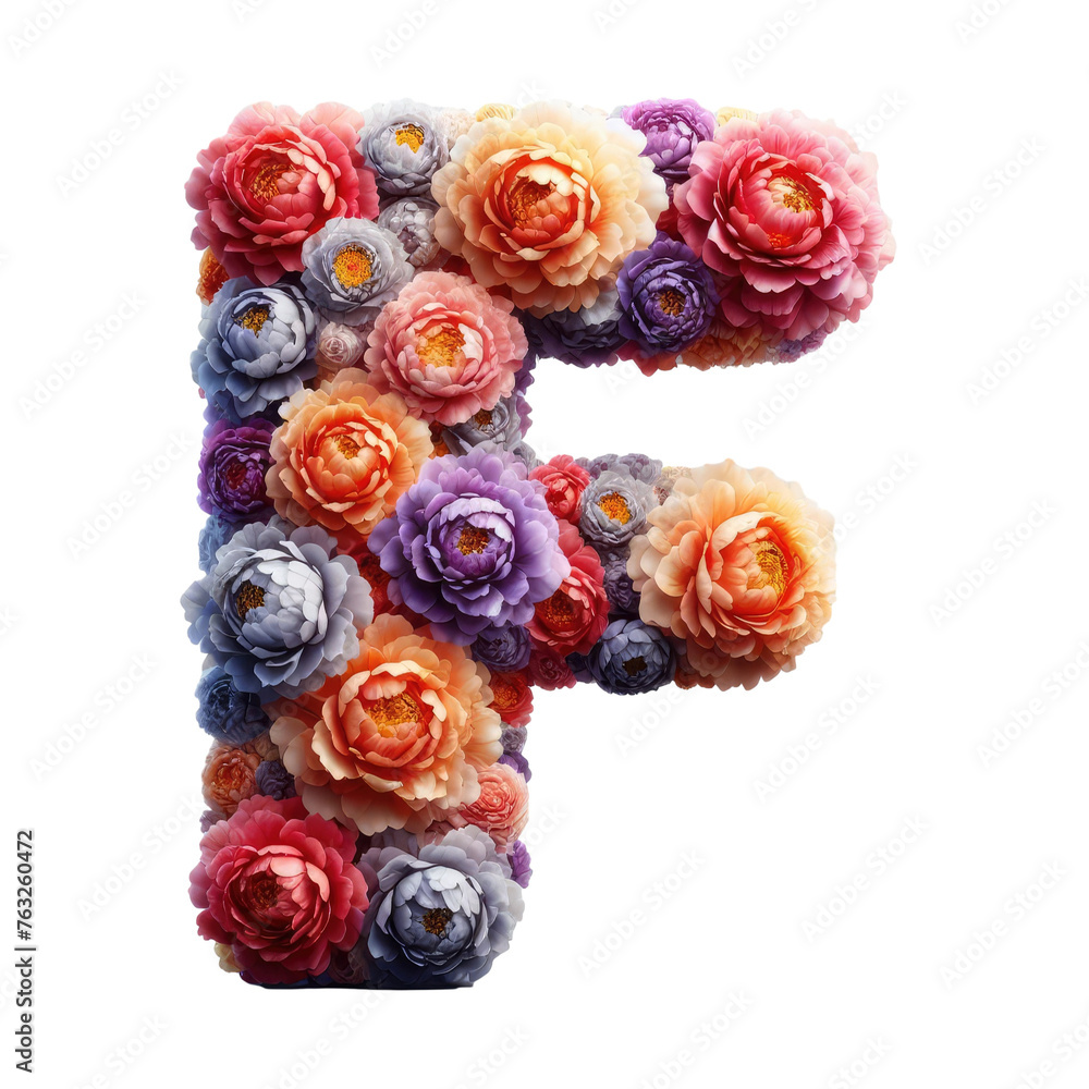 Isolated Floral Letter on a Clear PNG Canvas, Generative AI Isolated Floral Letter on a Clear PNG Canvas, Generative AI