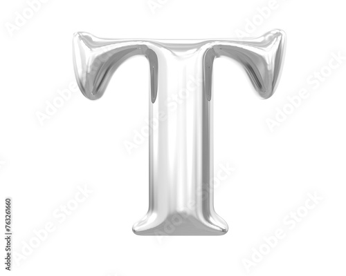 Letter T Silver 3D Render