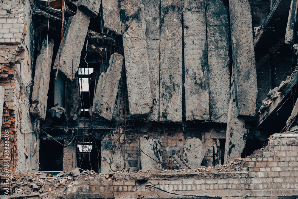 destroyed and burned houses in the city Russia Ukraine war destroyed and burned houses in the city Russia Ukraine war