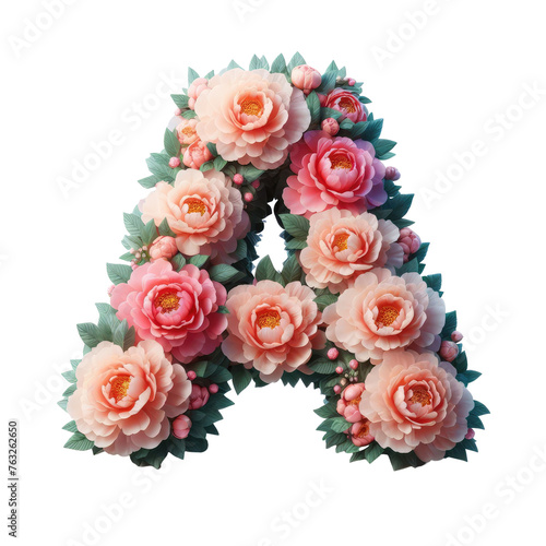 Isolated Floral Letter on a Clear PNG Canvas, Generative AI © faical