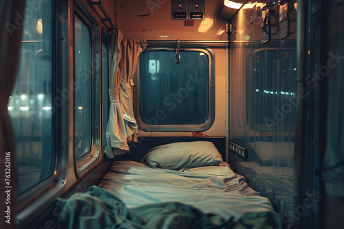 Night Journey in a Sleeper Train Carriage Interior Comfort Banner photo