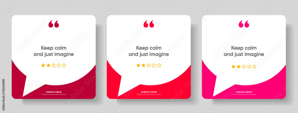 Obraz premium 3D bubble testimonial banner, quote, infographic. Social media post template designs for quotes. Empty speech bubbles, quote bubbles and text box. Vector Illustration EPS10.