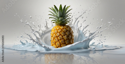illustration of milk splash combined with pineapple  for food and beverage products