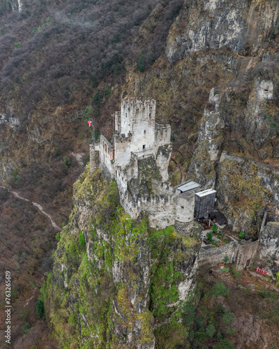 Aerial view of Haderburg castle, Salorno, South Tyrol, Italy. photo