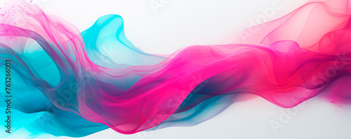 Bright and vibrant smoke billows and twists through air, creating a mesmerizing display of colors.smoke appears to dance and flow, creating a dynamic and visually striking scene. Banner. Copy space