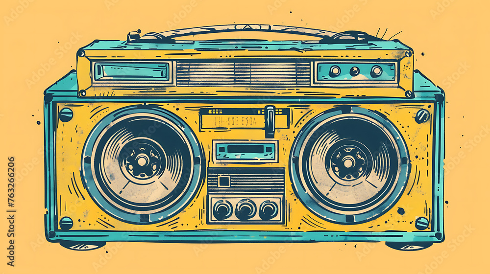 Vintage boombox sound system. 1980s Boom Box Cassette Tape Player. Old ...