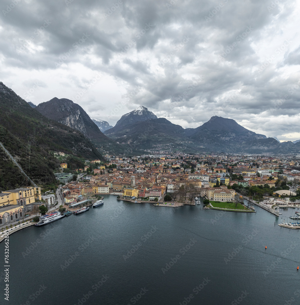 Aerial view of Riva del Garda with beautiful Garda lake, Trentino, Italy. Aerial view of Riva del Garda with beautiful Garda lake, Trentino, Italy.