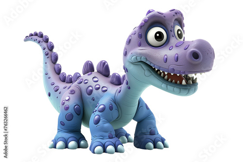  Friendly purple cartoon dinosaur isolated on transparent background