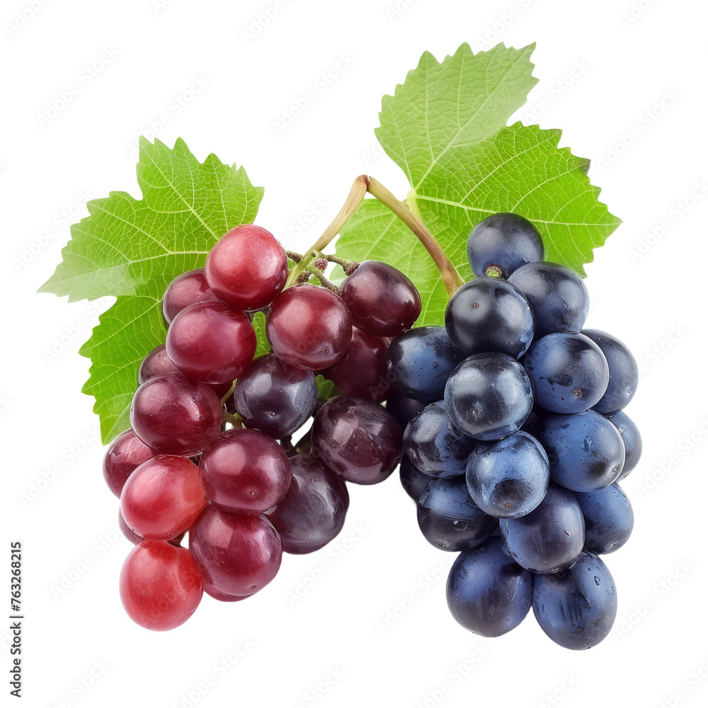 Fototapeta premium Isolated bunch of ripe, juicy red grapes
