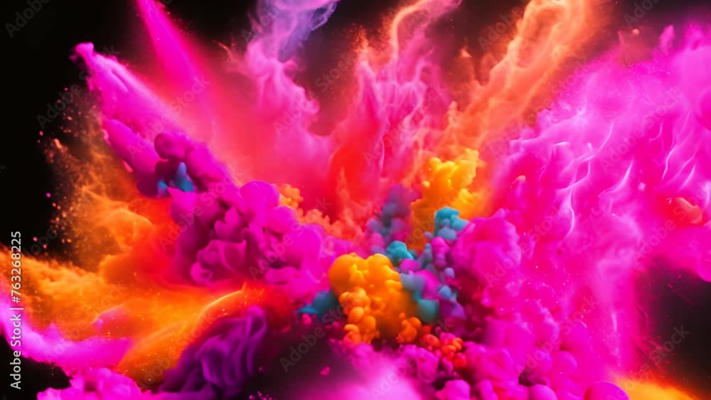 Colorful holi powder exploding on black Colorful holi powder exploding on black