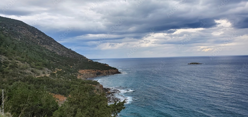 Mediterranean sea from atop a cliff