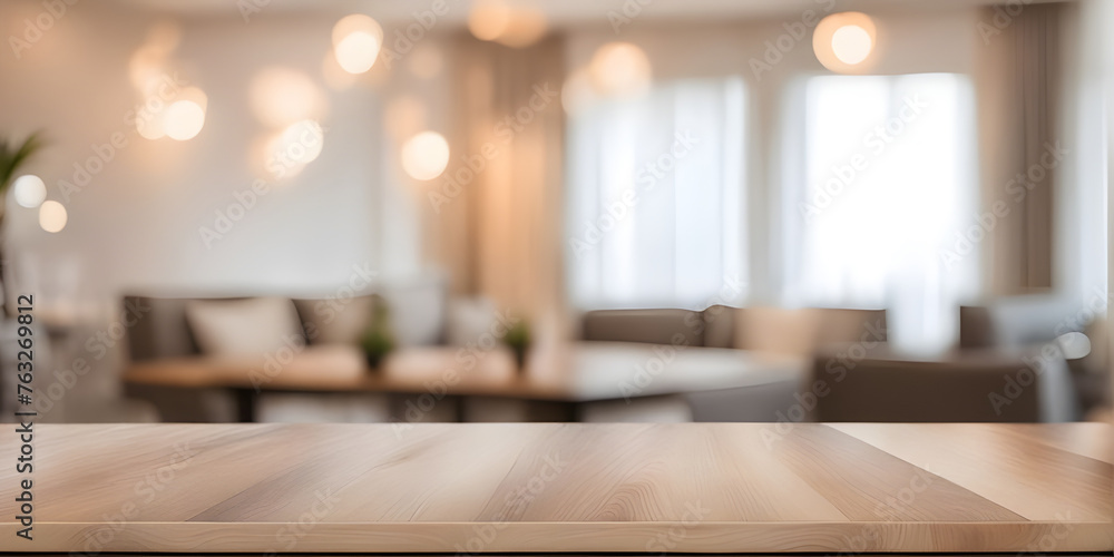Empty table with abstract blurred background. blur living room. for product display. Empty table with abstract blurred background. blur living room. for product display.