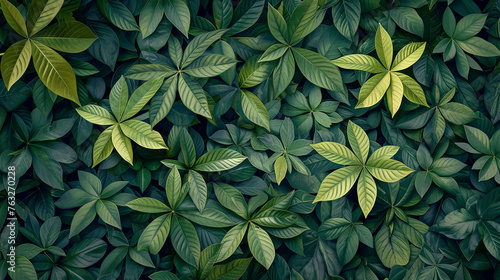 Background of green exotic leaves