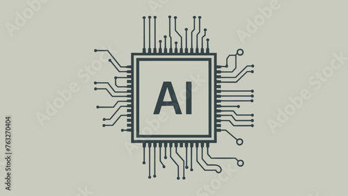 Modern cyberbrain concept. Outline top view illustration of a circuit board with a brain. Artificial intelligence banner